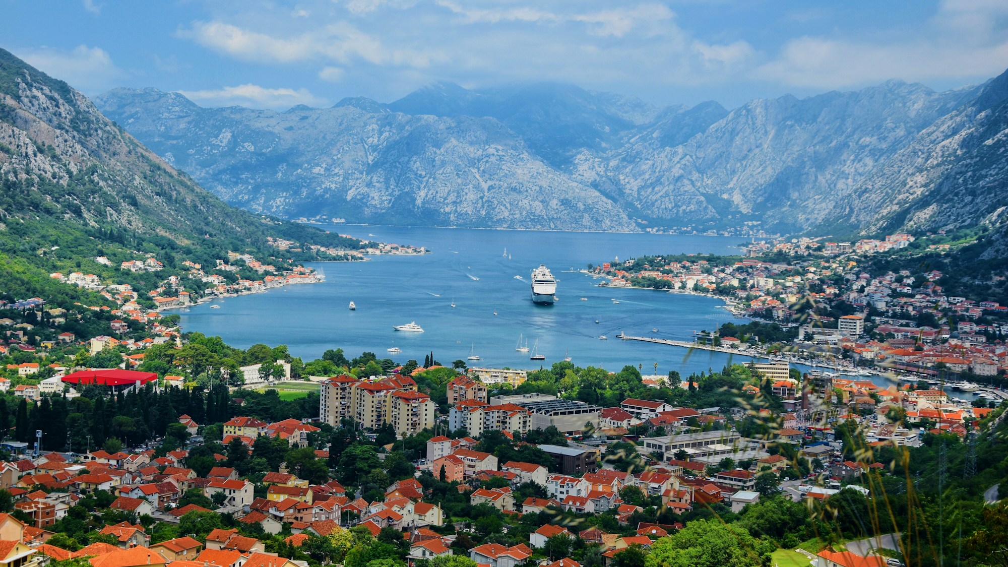 Montenegro Sveti Stefan coast aerial view