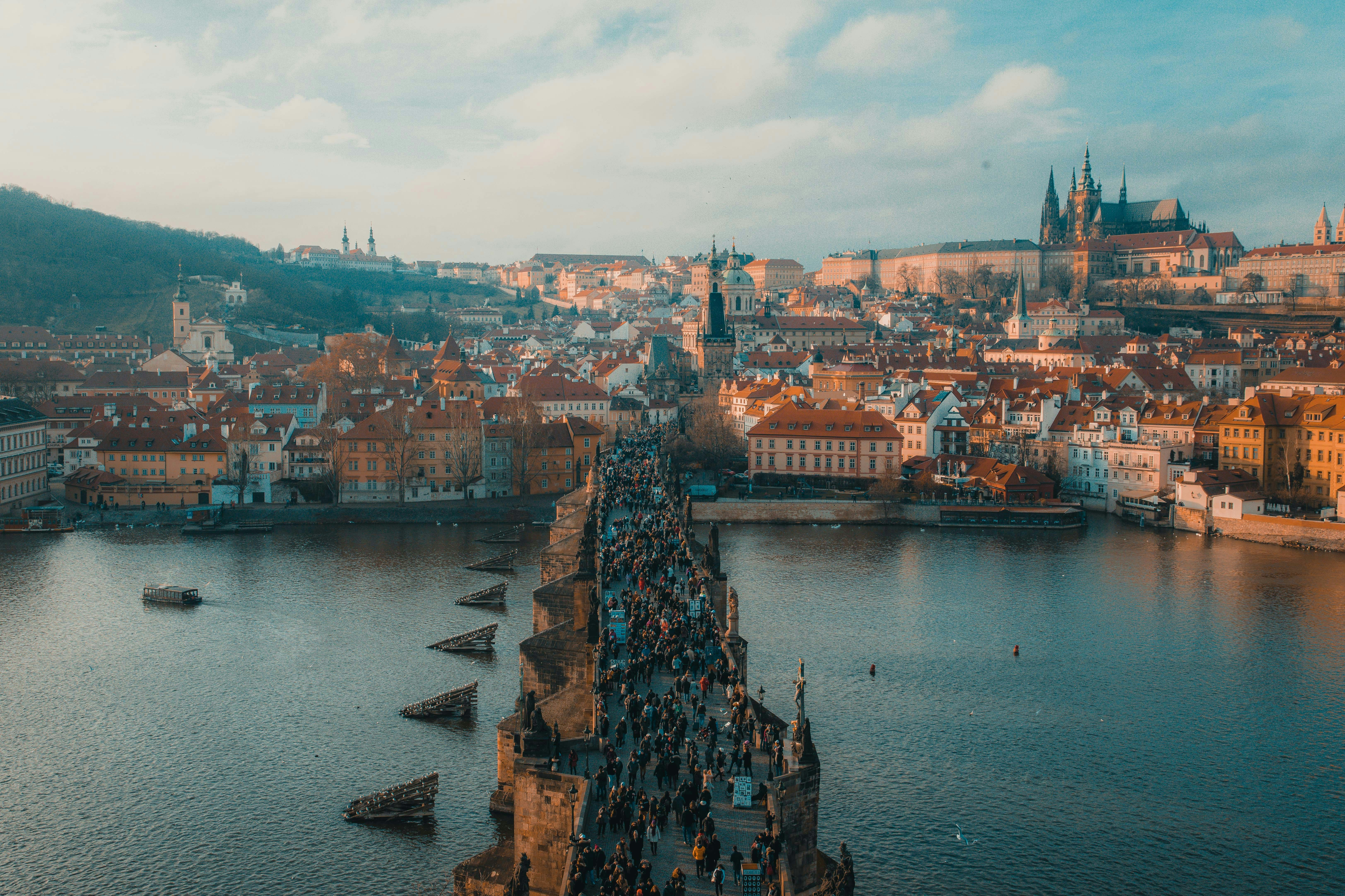 Prague Charles Bridge and castle at dawn — Czech Republic monthly cost of living guide